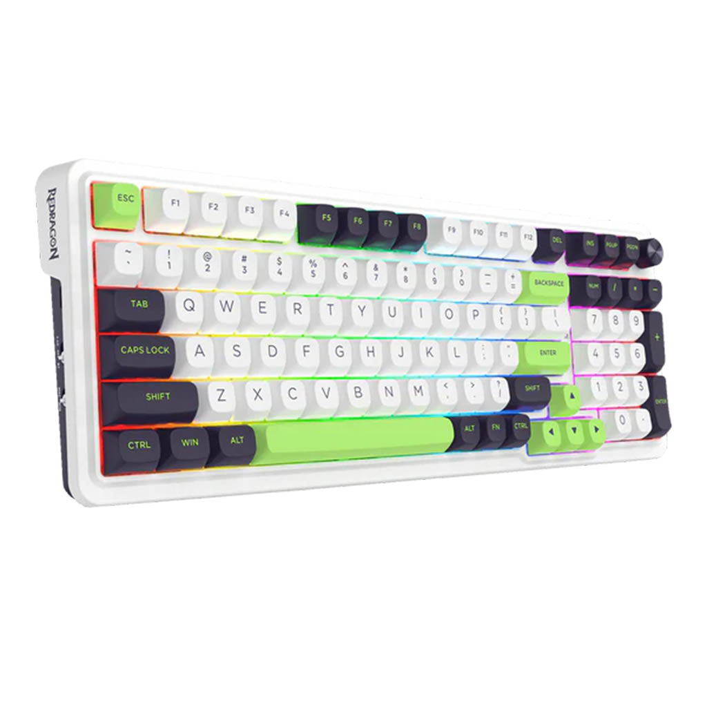 Keyboard with colorful keycaps on a white background