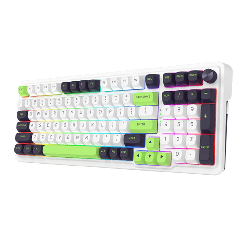 Colorful keyboard with RGB backlighting on a white background