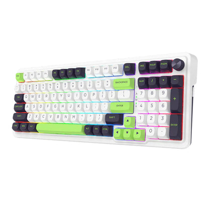 Colorful keyboard with RGB backlighting on a white background