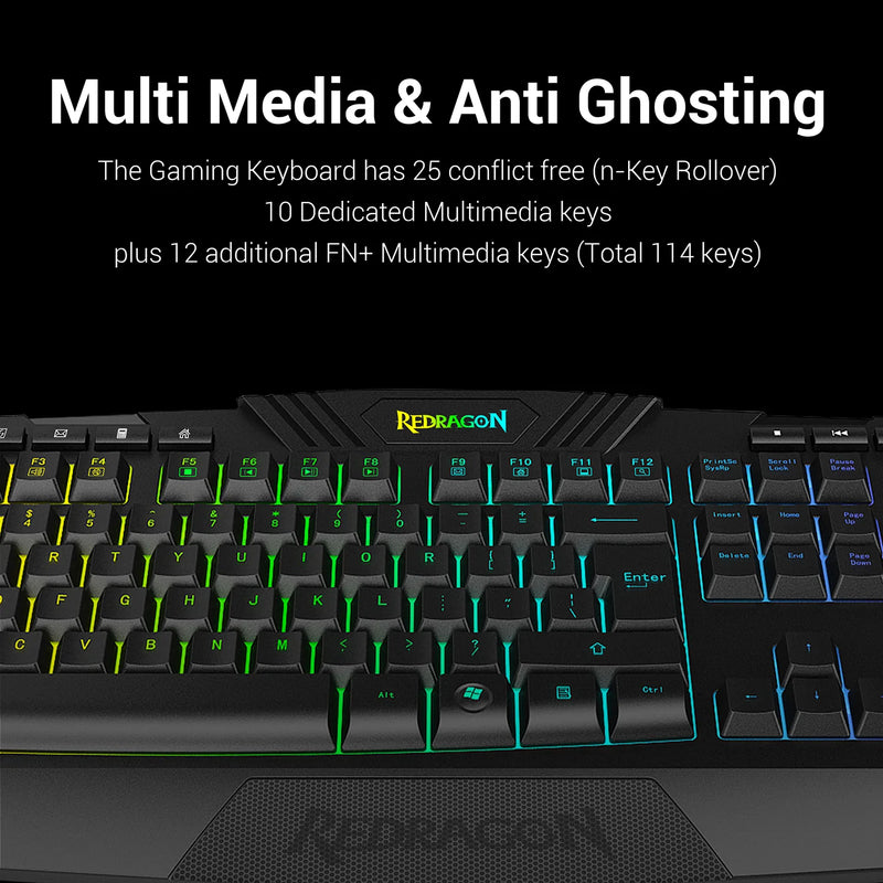 Redragon S101-3 RGB Keyboard and M601 Mouse Gaming Combo