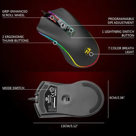 Redragon M711-FPS Cobra Flawless sensor RGB Gaming Mouse