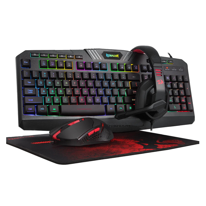 Redragon S101-BA-2 Wired Gaming Keyboard, Mouse, Headset, Mousepad Combo Set (4 In 1)