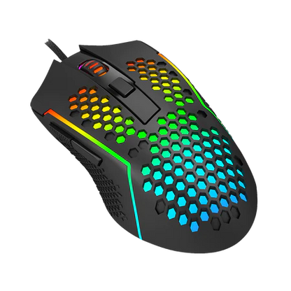 Redragon M987 Lightweight Honeycomb Gaming Mouse Rgb Backlit Wired 6 Buttons Programmable With 12400 Dpi For Windows Pc Computer