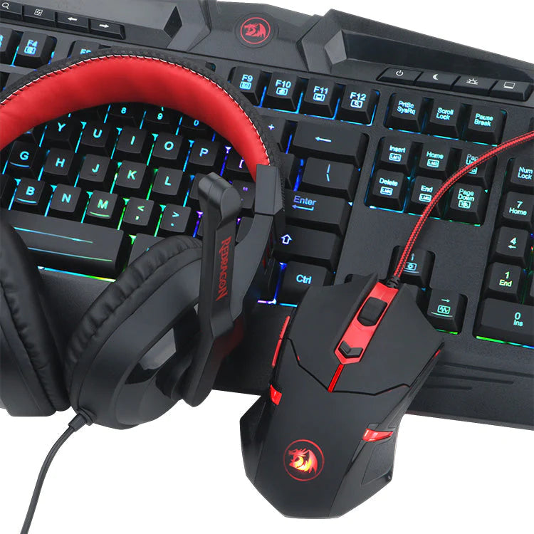 Redragon S101-BA-2 Wired Gaming Keyboard, Mouse, Headset, Mousepad Combo Set (4 In 1)