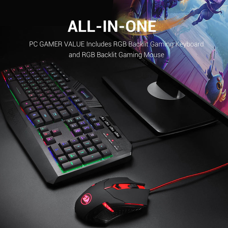 Redragon S101-3 RGB Keyboard and M601 Mouse Gaming Combo